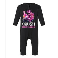 Crush Breast Cancer TRex Dinosaur Infant Fleece One Piece