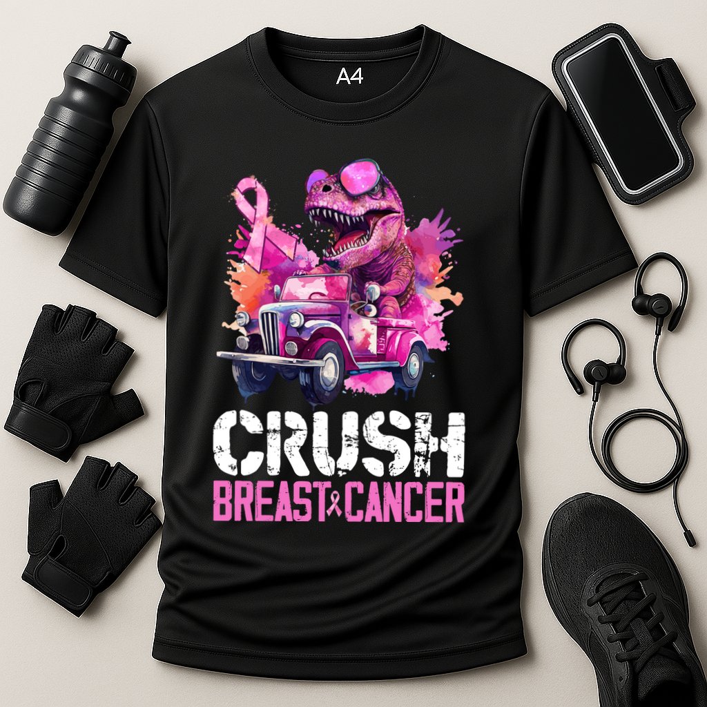 Crush Breast Cancer TRex Dinosaur Cooling Performance Crew T-Shirt