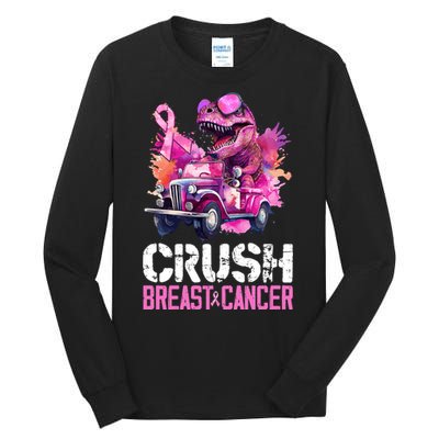 Crush Breast Cancer TRex Dinosaur Tall Long Sleeve T-Shirt