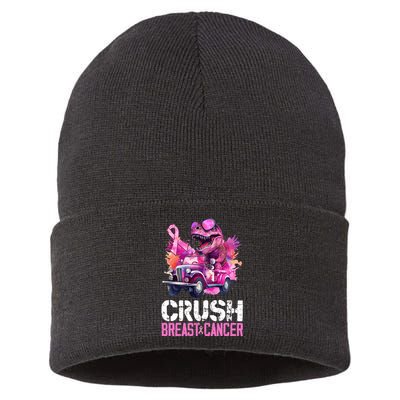 Crush Breast Cancer TRex Dinosaur Sustainable Knit Beanie