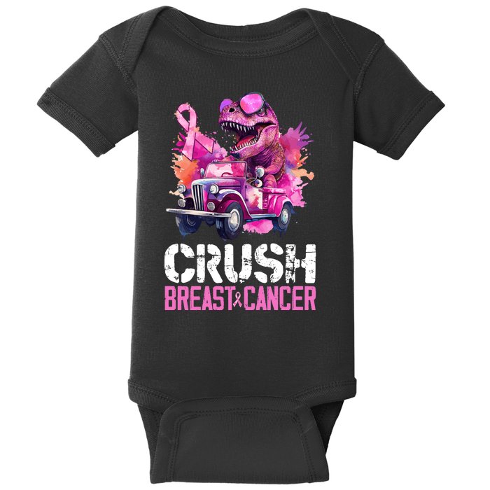 Crush Breast Cancer TRex Dinosaur Baby Bodysuit