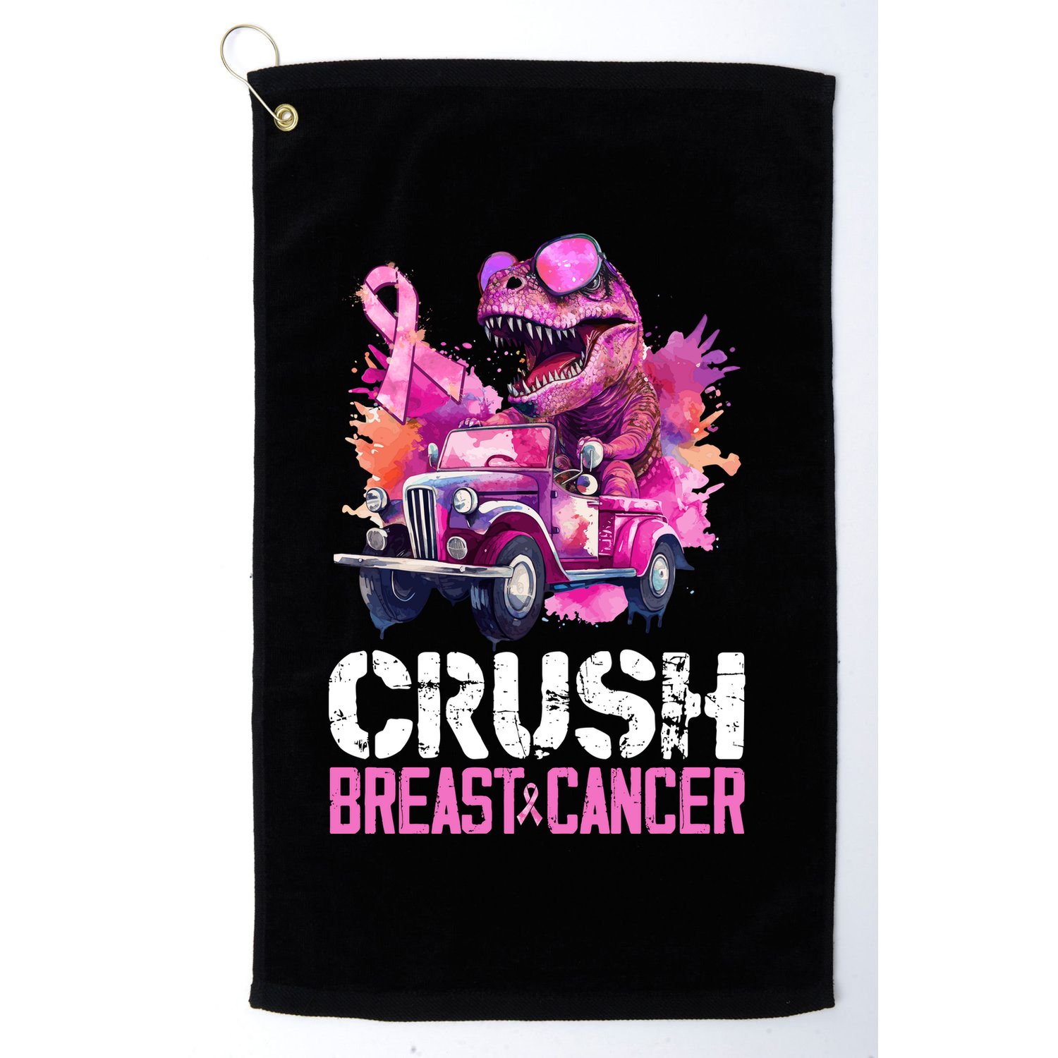 Crush Breast Cancer TRex Dinosaur Golf Towel