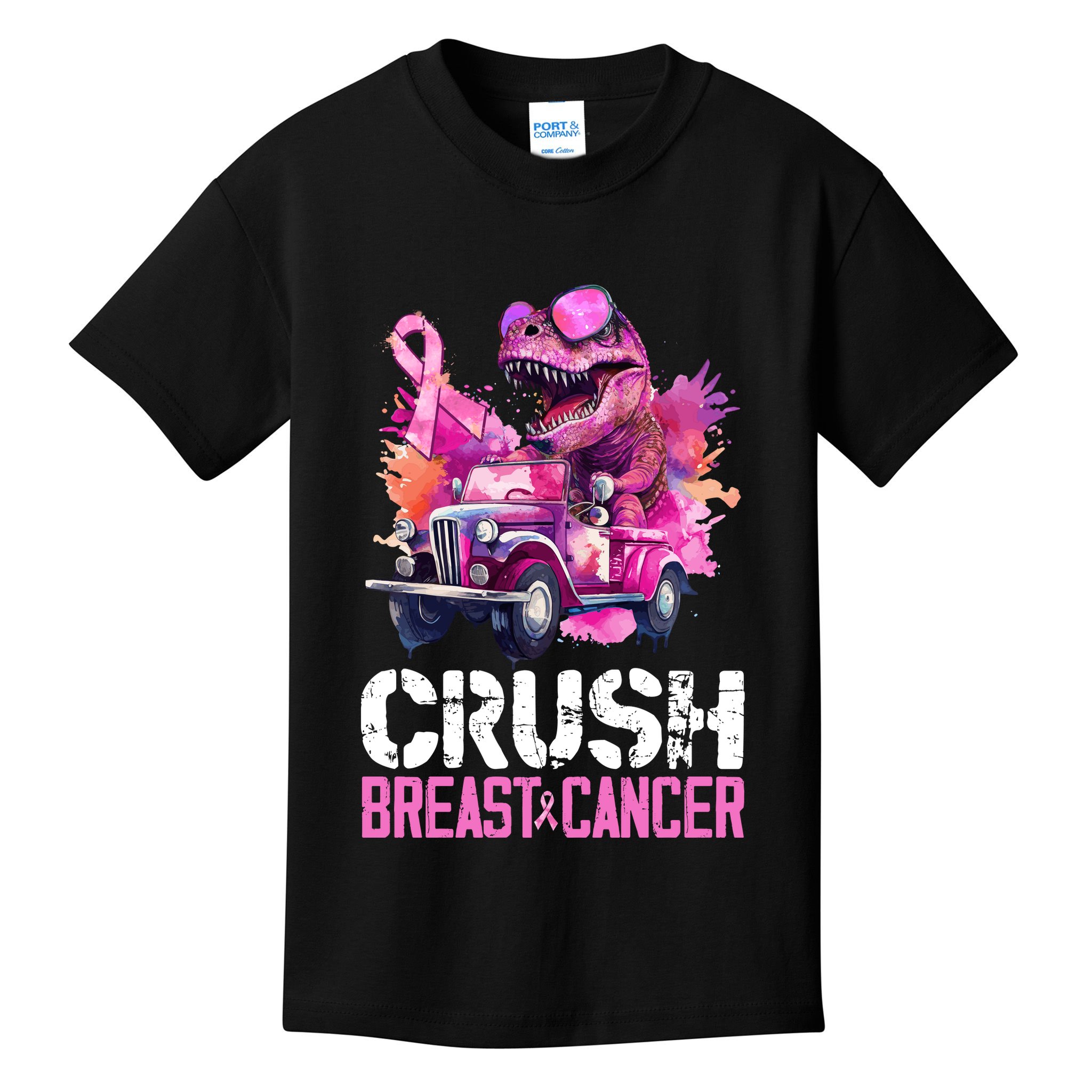 Crush Breast Cancer TRex Dinosaur Kids T-Shirt