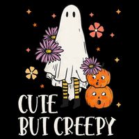 Cute But Creepy Groovy Ghost Spooky Floral Ghost Halloween 16 in Basic Backpack