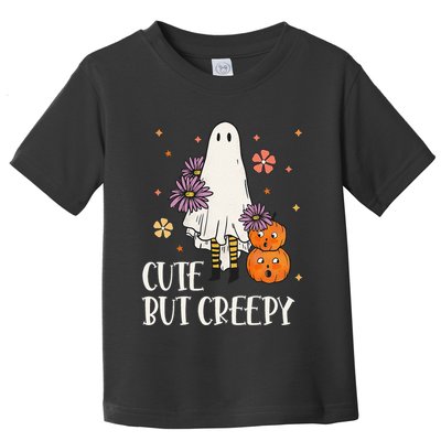 Cute But Creepy Groovy Ghost Spooky Floral Ghost Halloween Toddler T-Shirt