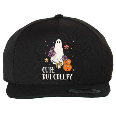 Cute But Creepy Groovy Ghost Spooky Floral Ghost Halloween Wool Snapback Cap