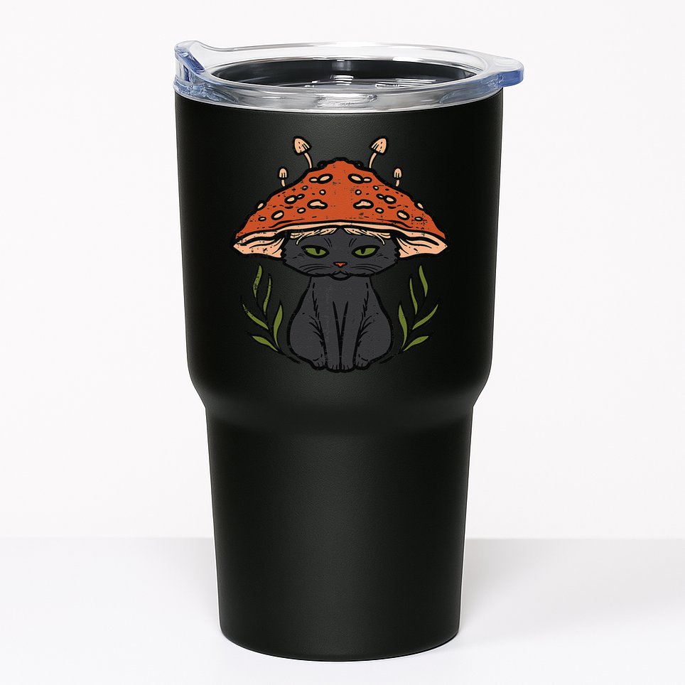 Cottagecore Black Cat Mushroom Cute Women Tumbler