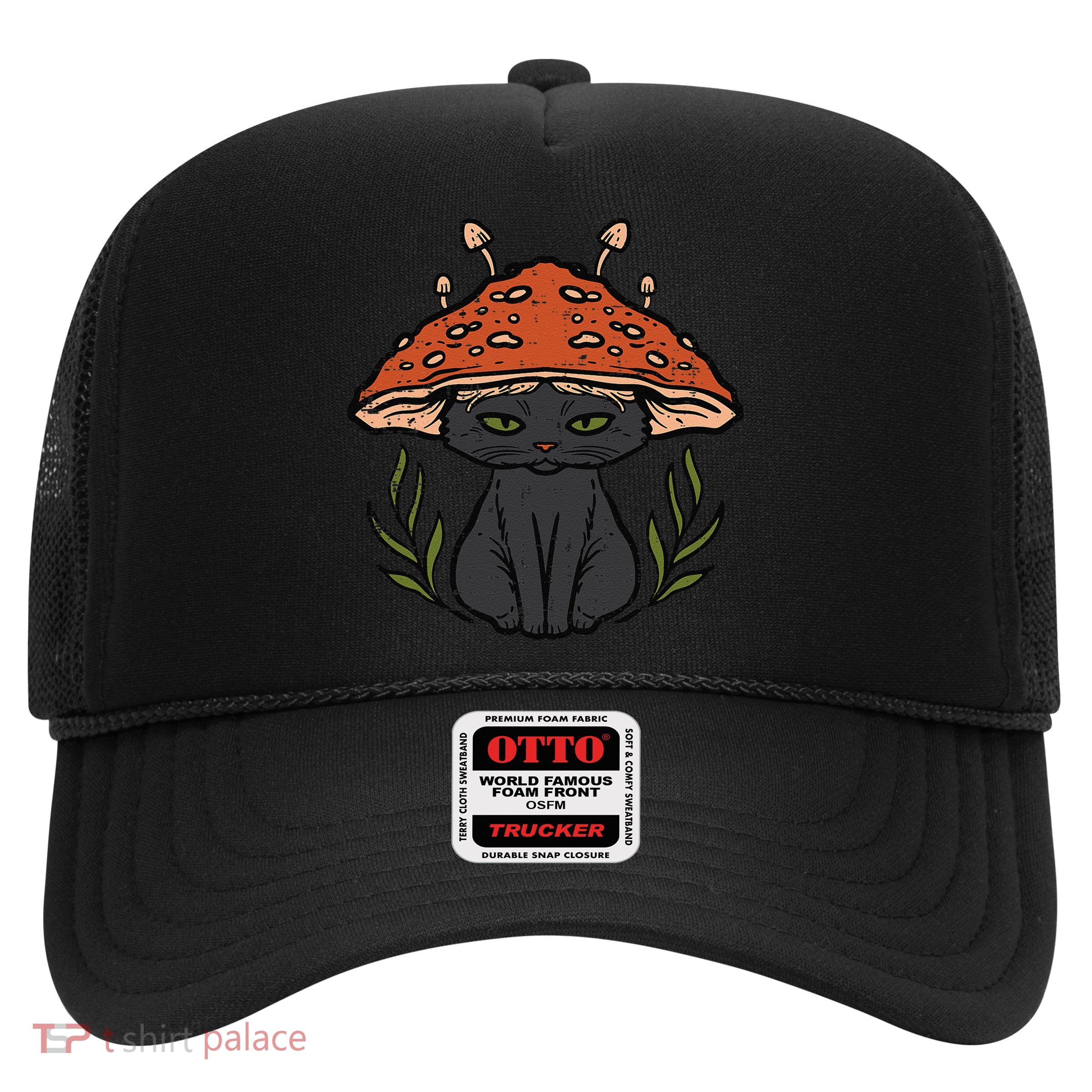 Cottagecore Black Cat Mushroom Cute Women Trucker Hat