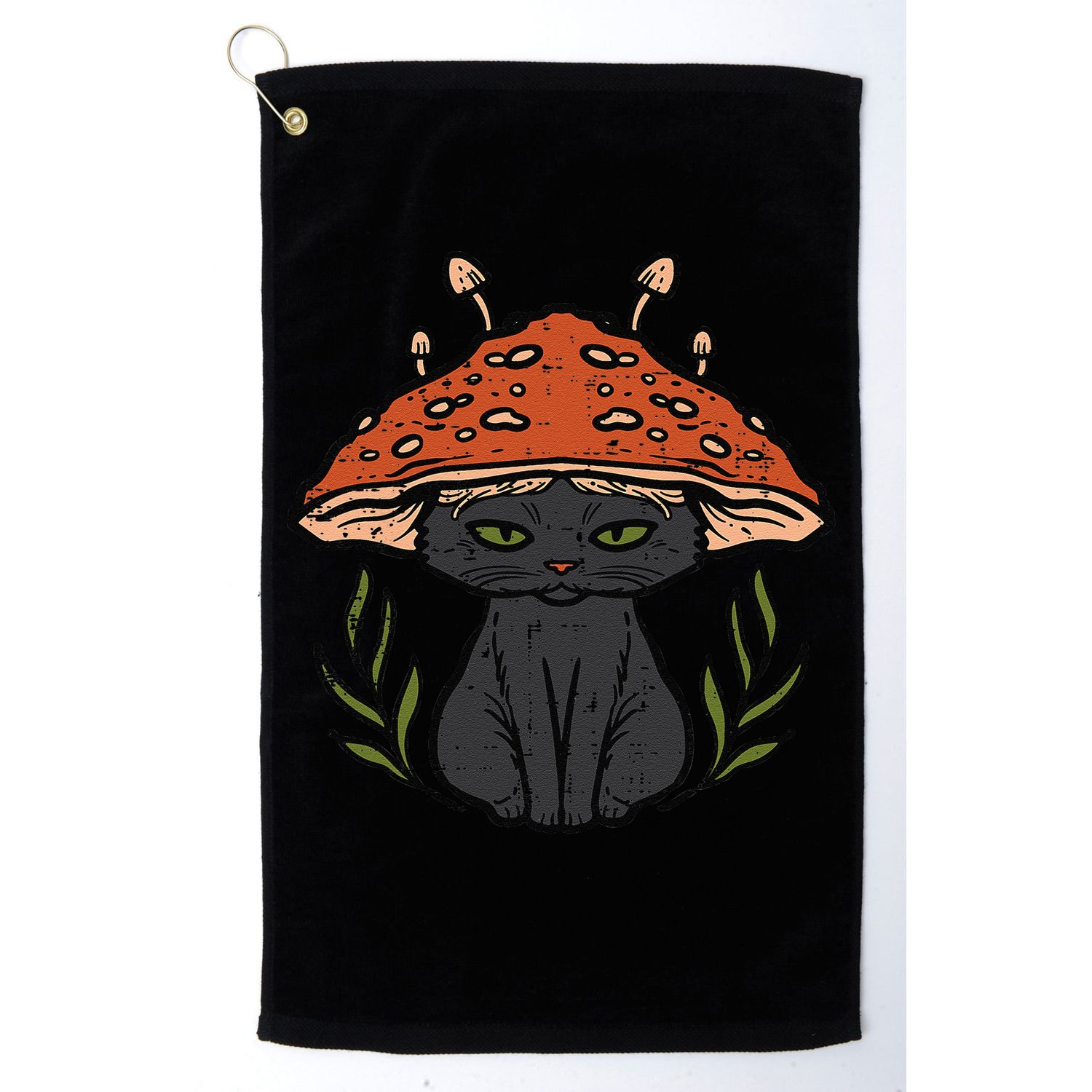 Cottagecore Black Cat Mushroom Cute Women Golf Towel