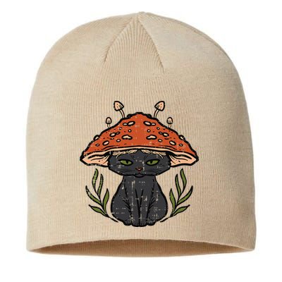Cottagecore Black Cat Mushroom Cute Women Sustainable Beanie