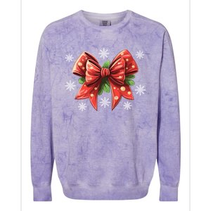 Coquette Bow Christmas Tree Cake Christmas Vibes Meaningful Gift Colorblast Crewneck Sweatshirt