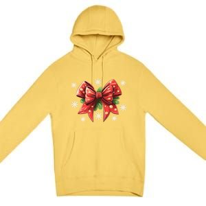 Coquette Bow Christmas Tree Cake Christmas Vibes Meaningful Gift Premium Pullover Hoodie