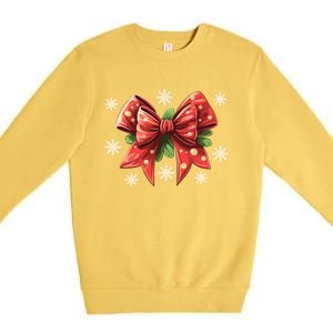 Coquette Bow Christmas Tree Cake Christmas Vibes Meaningful Gift Premium Crewneck Sweatshirt