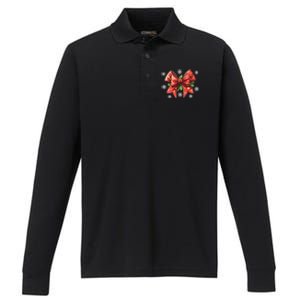 Coquette Bow Christmas Tree Cake Christmas Vibes Meaningful Gift Performance Long Sleeve Polo