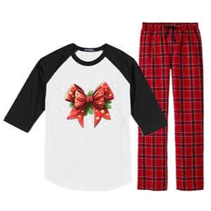 Coquette Bow Christmas Tree Cake Christmas Vibes Meaningful Gift Raglan Sleeve Pajama Set