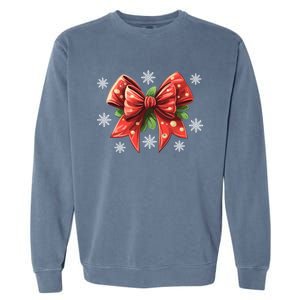 Coquette Bow Christmas Tree Cake Christmas Vibes Meaningful Gift Garment-Dyed Sweatshirt