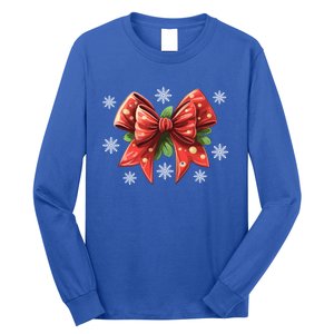 Coquette Bow Christmas Tree Cake Christmas Vibes Meaningful Gift Long Sleeve Shirt