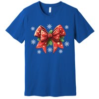 Coquette Bow Christmas Tree Cake Christmas Vibes Meaningful Gift Premium T-Shirt