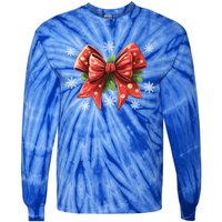 Coquette Bow Christmas Tree Cake Christmas Vibes Meaningful Gift Tie-Dye Long Sleeve Shirt