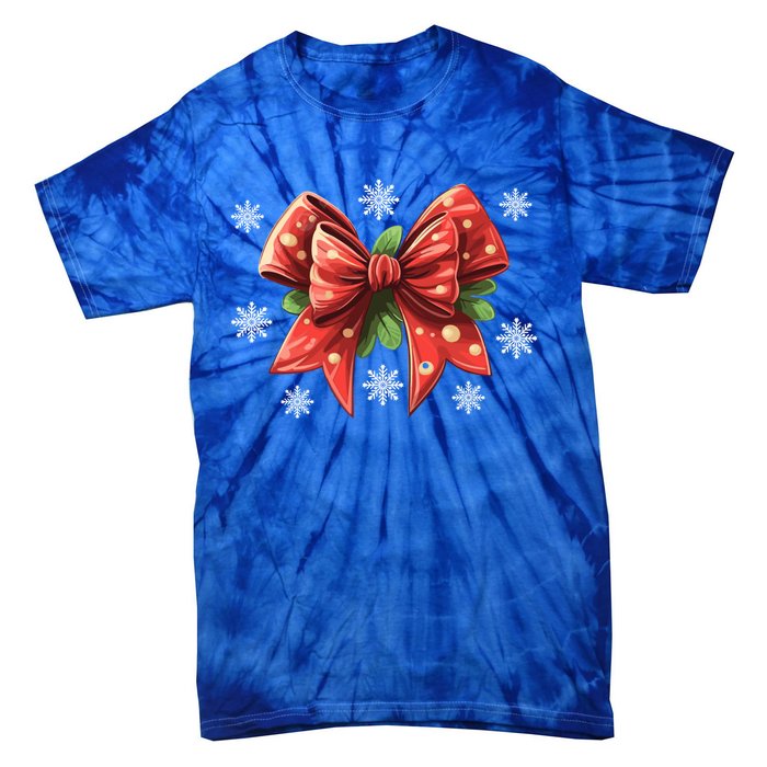 Coquette Bow Christmas Tree Cake Christmas Vibes Meaningful Gift Tie-Dye T-Shirt