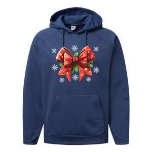 Coquette Bow Christmas Tree Cake Christmas Vibes Meaningful Gift Performance Fleece Hoodie