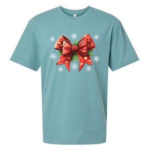 Coquette Bow Christmas Tree Cake Christmas Vibes Meaningful Gift Sueded Cloud Jersey T-Shirt