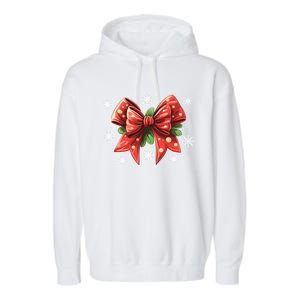 Coquette Bow Christmas Tree Cake Christmas Vibes Meaningful Gift Garment-Dyed Fleece Hoodie