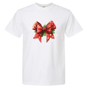 Coquette Bow Christmas Tree Cake Christmas Vibes Meaningful Gift Garment-Dyed Heavyweight T-Shirt