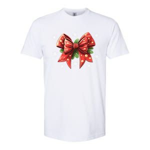 Coquette Bow Christmas Tree Cake Christmas Vibes Meaningful Gift Softstyle CVC T-Shirt