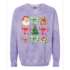 Coquette Bow Christmas Tree Gingerbread Santa Xmas Holiday Colorblast Crewneck Sweatshirt