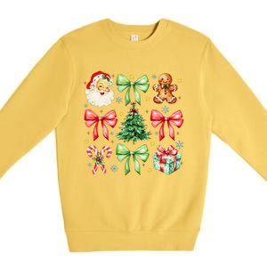 Coquette Bow Christmas Tree Gingerbread Santa Xmas Holiday Premium Crewneck Sweatshirt