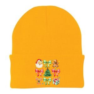 Coquette Bow Christmas Tree Gingerbread Santa Xmas Holiday Knit Cap Winter Beanie