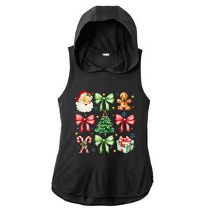 Coquette Bow Christmas Tree Gingerbread Santa Xmas Holiday Ladies PosiCharge Tri-Blend Wicking Draft Hoodie Tank