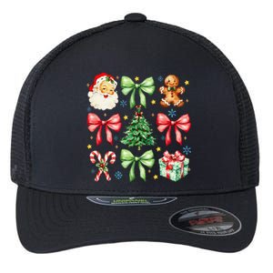 Coquette Bow Christmas Tree Gingerbread Santa Xmas Holiday Flexfit Unipanel Trucker Cap