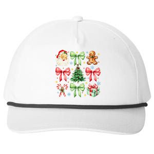 Coquette Bow Christmas Tree Gingerbread Santa Xmas Holiday Snapback Five-Panel Rope Hat