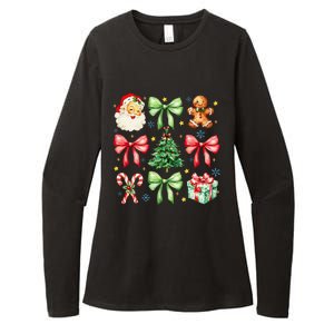 Coquette Bow Christmas Tree Gingerbread Santa Xmas Holiday Womens CVC Long Sleeve Shirt