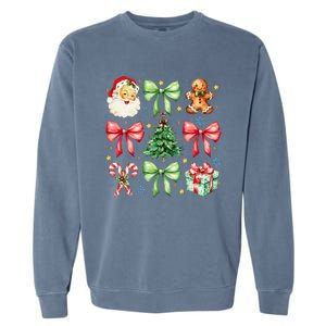 Coquette Bow Christmas Tree Gingerbread Santa Xmas Holiday Garment-Dyed Sweatshirt