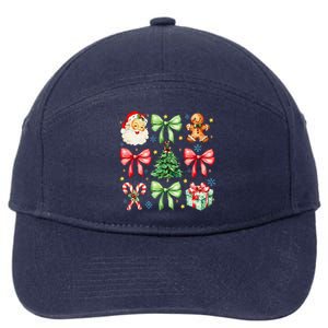 Coquette Bow Christmas Tree Gingerbread Santa Xmas Holiday 7-Panel Snapback Hat