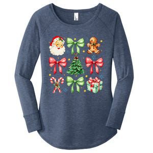 Coquette Bow Christmas Tree Gingerbread Santa Xmas Holiday Women's Perfect Tri Tunic Long Sleeve Shirt