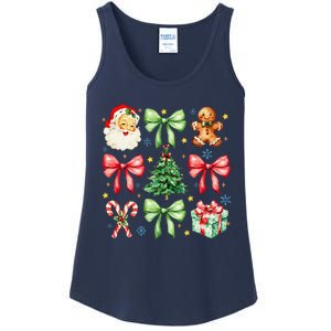 Coquette Bow Christmas Tree Gingerbread Santa Xmas Holiday Ladies Essential Tank