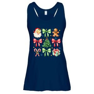 Coquette Bow Christmas Tree Gingerbread Santa Xmas Holiday Ladies Essential Flowy Tank