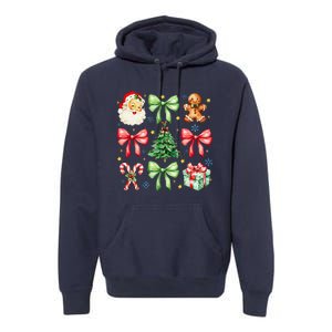 Coquette Bow Christmas Tree Gingerbread Santa Xmas Holiday Premium Hoodie