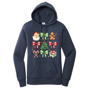 Coquette Bow Christmas Tree Gingerbread Santa Xmas Holiday Women's Pullover Hoodie