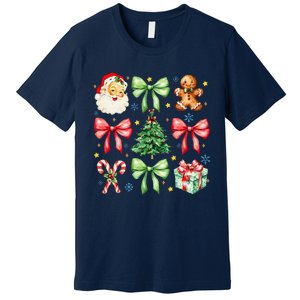 Coquette Bow Christmas Tree Gingerbread Santa Xmas Holiday Premium T-Shirt