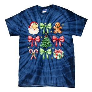 Coquette Bow Christmas Tree Gingerbread Santa Xmas Holiday Tie-Dye T-Shirt