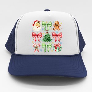 Coquette Bow Christmas Tree Gingerbread Santa Xmas Holiday Trucker Hat