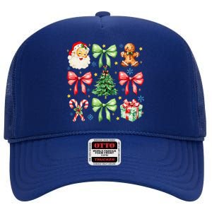 Coquette Bow Christmas Tree Gingerbread Santa Xmas Holiday High Crown Mesh Back Trucker Hat