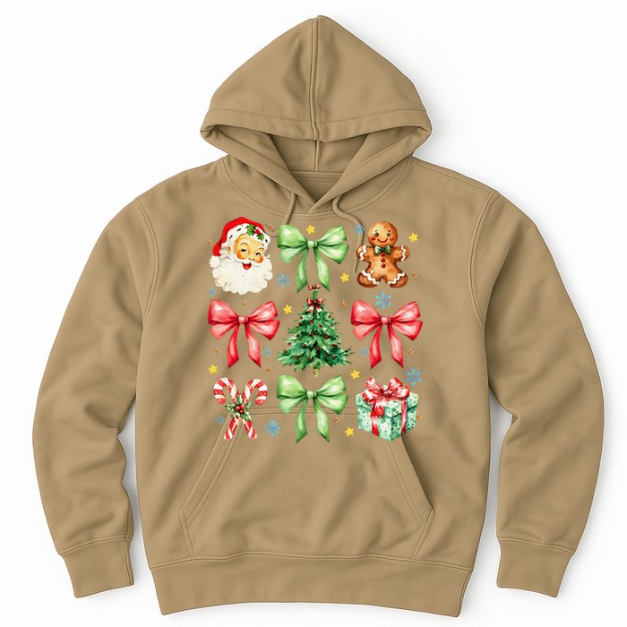 Coquette Bow Christmas Tree Gingerbread Santa Xmas Holiday Hoodie