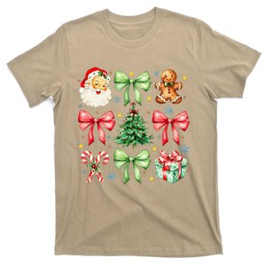 Coquette Bow Christmas Tree Gingerbread Santa Xmas Holiday T-Shirt