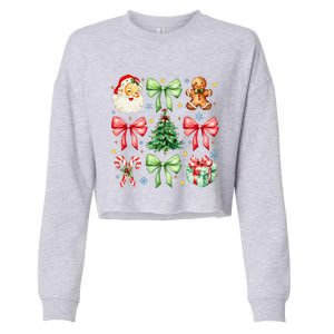 Coquette Bow Christmas Tree Gingerbread Santa Xmas Holiday Cropped Pullover Crew